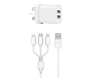 Express Delivery - Wiwu Fast Charger   3 in 1 Cables Combo WI U003 - ID 139146