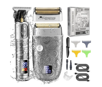 Express Delivery - MEN BALD HAIRCUT 2 IN 1 ELECTRIC HAIR CLIPPER WATERPROOF SET 962 - ID 139480