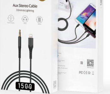 Express Delivery - Aux 3.5mm To Lightning Stereo Cable 1500mm  Super Durable - ID 139633