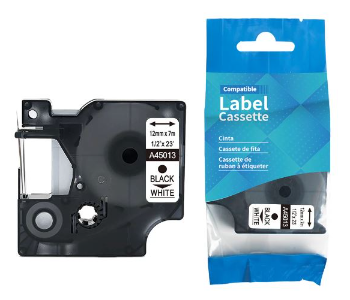 Express Delivery - Dymo Compatible Label Tape Black On White 12MM - ID 139791