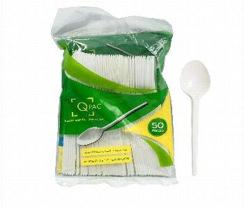 Express Delivery - Plastic Spoon White Q Pac 50 Piece Package - ID 140188