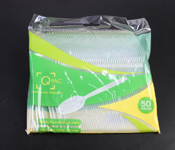 Express Delivery - Q PAC PLASTIC SPOON CLEAR 50 PCS ONE PACK - ID 140316