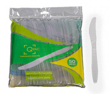 Express Delivery - Plastic Knife Clear Q Pac 50 Piece Package - ID 140318