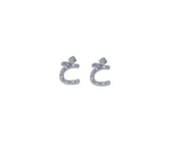 Express Delivery - Sterling Silver Arabic Letter Earring KH for women - ID 140851