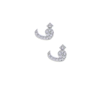 Express Delivery - Sterling Silver Arabic Letter Earring F for Women - ID 140865