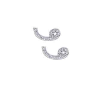 Express Delivery - Sterling Silver Arabic Letter Earring W for Women - ID 140874