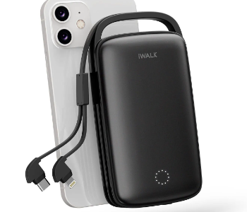 Express Delivery - JUMBO Black iWALK Power Bank with Built in USB C and Lightning Cable - ID 140880