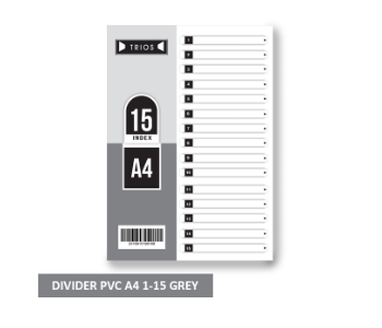 Express Delivery - Divider A4 PVC 1 to15 Grey TS GS 70015 Trios - ID 141303