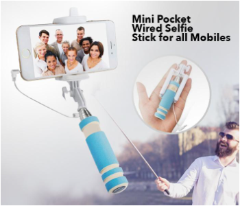 Express Delivery - Mini Pocket Wired Selfie Stick for all Mobiles Refurbished SC002 - ID 141497