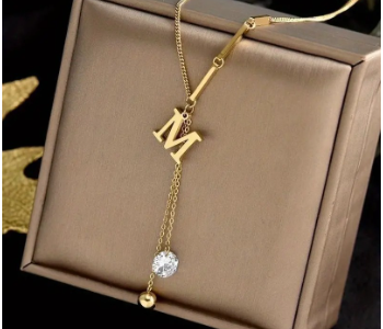 Express Delivery - M Letter Pendant Long Y shaped Necklace Elegant Adjustable Zinc Alloy Neck Chain Jewelry - ID 141567