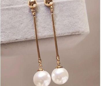 Express Delivery - Pair of Pearl Fixed Earrings Commonly Used in Korea and Tassel Ornament for Women - ID 141608