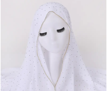 Express Delivery - Rhinestone Decor Chiffon Scarf Classic Hijab White - ID 141649