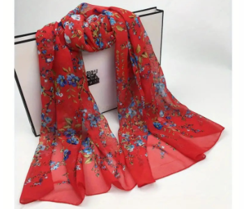 Express Delivery - Elegant Polyester Floral Scarf Perfect for Summer Outings - ID 141652