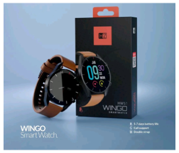 Express Delivery - Heatz Wingo Smart Watch HW5 Brown 1.2 Inch Full Touch Screen - ID 141698