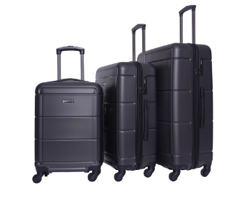 Express Delivery - Para John PJTR3143B 3 Pcs Abs Hard Trolley Set Black - ID 141841