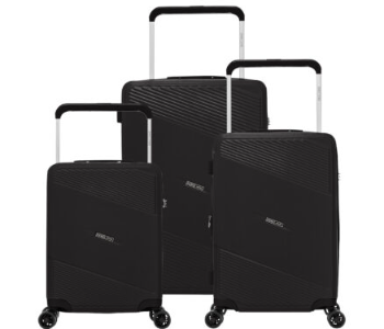 Express Delivery - Para John PJTR3212B  3 Pcs ABS Trolley With Wide Handle Black - ID 141857