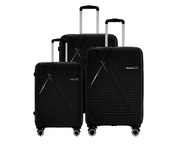 Express Delivery - Para John PJTR3193B 3 Pcs PP Trolley Set Black - ID 141866