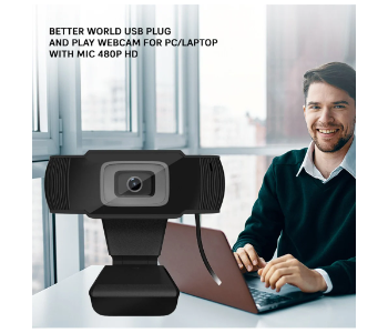 Express Delivery - Better World USB Plug and Play Webcam for PC Laptop with Mic 480p HD - ID 141914