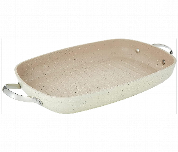 Express Delivery - Korkmaz KO A1274 Granita Two Handled Grill Saute Frypan 35 x 25 cm 3.2 Litre Beige - ID 46827