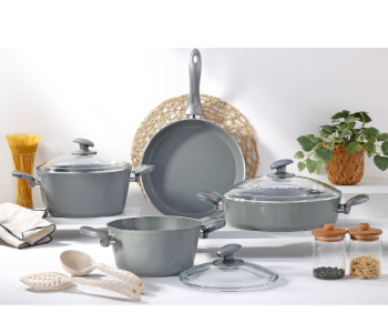 Express Delivery - Avci Home Maker Hella 9 Pieces Gray Ceramic Coating Cookware Set - ID 7142145