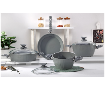 Express Delivery - Avci Home Maker Farah 7 Pieces Gray Ceramic Coating Cookware Set - ID 7142149