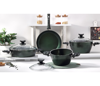 Express Delivery - Avci Home Maker Farah 7 Pieces Green Ceramic Coating Cookware Set - ID 7142150