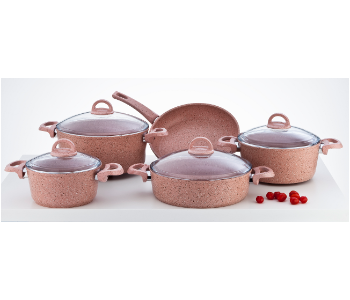 Express Delivery - Avci Home Maker Granitec 9 Piece Pink Cookware Set - ID 7142154