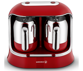 Express Delivery - Korkmaz A861 Kahvekolik Twin Coffee Maker Red Chrome - ID 7142165