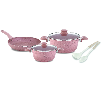 Express Delivery - Avci Home Maker Eva 7 Pieces Granite Cookware Set with Pink Finish - ID 7142180