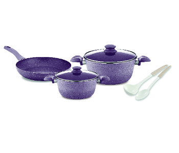 Express Delivery - Avci Home Maker Eva 7 Pieces Granite Cookware Set with Silver Violet Finish - ID 7142181