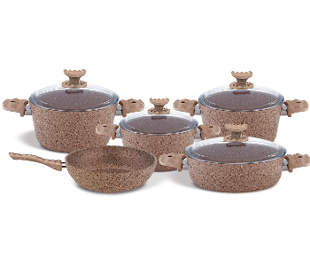 Express Delivery - Avci Home Maker Granitec 9 Pieces Light Brown Cookware Set - ID 7142182