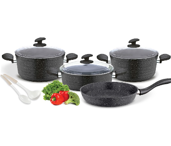 Express Delivery - Avci Home Maker Granitec Grey 9 Pieces Cookware Set with Spoons - ID 7142190