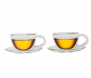 Express Delivery - Avci Home Maker ADW5321H Borosilicate Double Wall Glass Cup 210ml 2 Pieces Plus Saucers - ID 7142280