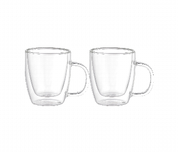 Express Delivery - Avci Home Maker ADW5705 Borosilicate Double Wall Glass Cup with Handle 50ml 2 Piece Set - ID 7142281