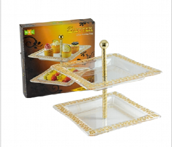 Express Delivery - Avci Home Maker HE ST 85 SD Glitter 2 Tier Serving Tray Shiny Gold K - ID 7142674
