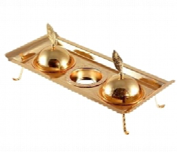 Express Delivery - Avci Home Maker C T105102 4 Pieces Bowls Set with Footed Tray Gold - ID 7142691
