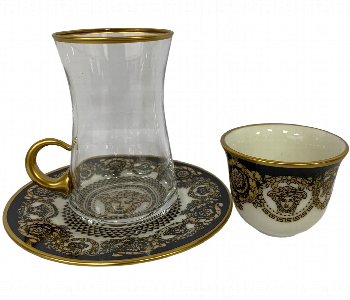 Express Delivery - Avci Home Maker AY VE5 42 Verso 5 42361 Gold 18 Pieces Tea and Mirra Set - ID 7142719