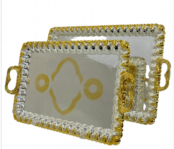 Express Delivery - Avci Home Maker WJ T1702  2 Pieces Rectangular Tray Set Large 48.5x34.5 cm and Medium 41.5x29.5 cm - ID 7142814