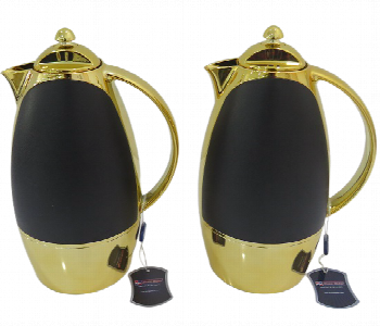 Express Delivery - Avci Home Maker 1 Litre Flask Black with Gold Accents 2 Pieces Set - ID 7142824