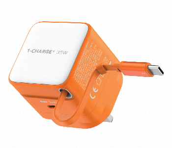 Express Delivery - MOMAX 1 CHARGE 35W GAN 1 PORT CHARGER WITH BUILT IN USB C CABLE ORANGE - ID 7143151