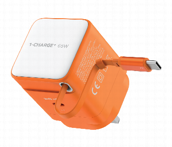 Express Delivery - MOMAX 1 CHARGE 65W GAN 1 PORT CHARGER WITH BUILT IN USB C CABLE ORANGE - ID 7143155