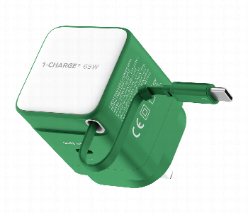 Express Delivery - MOMAX 1 CHARGE 65W GAN 1 PORT CHARGER WITH BUILT IN USB C CABLE GREEN - ID 7143156