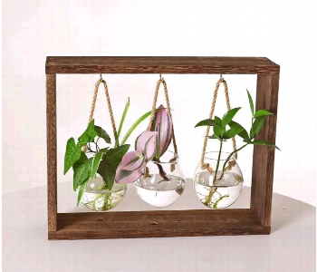 Express Delivery - Wooden frame hanging glass vases for home decor - ID 7143311