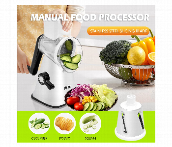 Express Delivery - DSP Multifunctional Rotary Vegetable Cheese Shredder Slicer Grater With 3 Stainless Steel Round Interchangeable Drums - ID 7143371