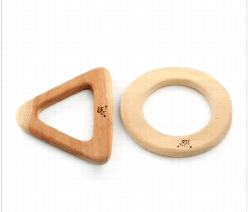 Express Delivery - Circle and Triangle Neem Wood Teether for Babies Safe and Natural Teething Relief - ID 7143567