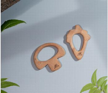 Express Delivery - Mushroom and Ice cream cone Neem Wood Teether for Babies Safe and Natural Teething Relief - ID 7143618