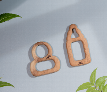 Express Delivery - Pacifier and Milk bottle Neem Wood Teether for Babies Safe and Natural Teething Relief - ID 7143620