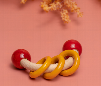 Express Delivery - Curvy with Rings Natural Wooden Rattle Toy for Babies - ID 7143667