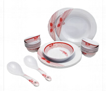 New Arrivals For Royal Mark 22 Piece Melamine Ware Dinner Set Red and White - ID 7144403