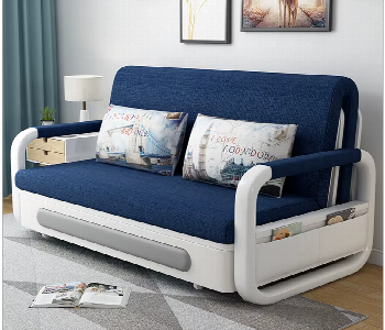 Express Delivery - Sofabed Metal Body Foam Mattress Unique Design Single Blue - ID 7144419